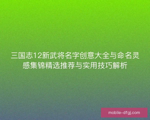 三国志12新武将名字创意大全与命名灵感集锦精选推荐与实用技巧解析